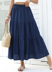 Navy A Line Elastic Waist Skirt | thumb picture 
