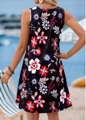 Black Floral Print Short Tummy Coverage Sleeveless Dress | thumb picture 