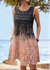 Multi Color Tummy Coverage Sleeveless Round Neck Dress | thumb picture 