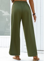 Olive Green Wide Leg Elastic Waist High Waisted Pants | thumb picture 