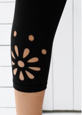 Black High Waisted Capri Elastic Waist Leggings | thumb picture 