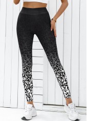 Black Ombre High Waisted Ankle Length Elastic Waist Leggings | thumb picture 