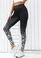 Black Ombre High Waisted Ankle Length Elastic Waist Leggings | thumb picture 