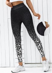 Black Ombre High Waisted Ankle Length Elastic Waist Leggings
