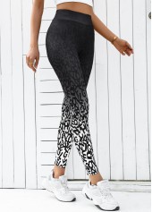 Black Ombre High Waisted Ankle Length Elastic Waist Leggings | thumb picture 