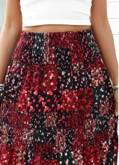 Wine Red Ditsy Floral Print A Line Skirt | thumb picture 