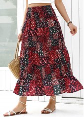 Wine Red Ditsy Floral Print A Line Skirt | thumb picture 