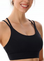 Black Criss Cross Square Neck Sports Bra | thumb picture 