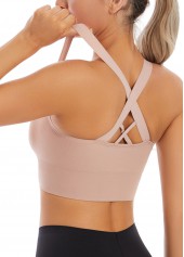 Pink Square Neck Criss Cross Sports Bra | thumb picture 
