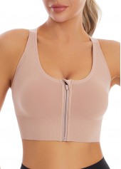 Pink Square Neck Criss Cross Sports Bra | thumb picture 