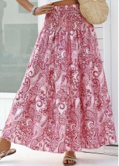 Dark Reddish Purple Tribal Print A Line Maxi Skirt | thumb picture 