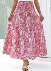 Dark Reddish Purple Tribal Print A Line Maxi Skirt | thumb picture 