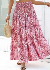 Dark Reddish Purple Tribal Print A Line Maxi Skirt | thumb picture 