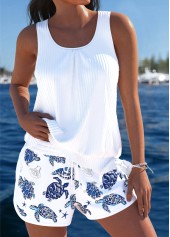 Tummy Coverage Mid Waisted Marine Life Print Tankini Set | thumb picture 