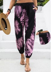 Neon Pink Ombre Jogger Elastic Waist High Waisted Pants