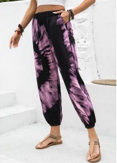 Neon Pink Ombre Jogger Elastic Waist High Waisted Pants | thumb picture 