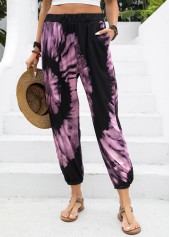 Neon Pink Ombre Jogger Elastic Waist High Waisted Pants | thumb picture 