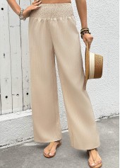 Light Camel Wide Leg Elastic Waist High Waisted Pants
