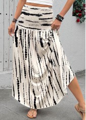 Beige Geometric Print A Line Elastic Waist Maxi Skirt | thumb picture 