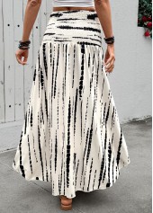 Beige Geometric Print A Line Elastic Waist Maxi Skirt | thumb picture 