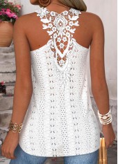Raw White Tummy Coverage Sleeveless Round Neck Tank Top
