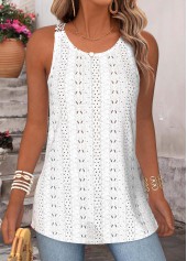 Raw White Tummy Coverage Sleeveless Round Neck Tank Top | thumb picture 