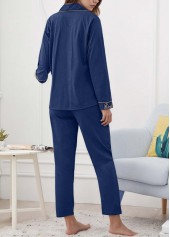 Dark Blue Letter Print Lounge Top and Pants | thumb picture 