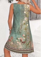 Sage Green Tummy Coverage Random Floral Print Sleeveless Dress | thumb picture 