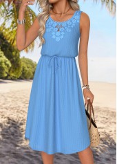 Dusty Blue Tummy Coverage Sleeveless Round Neck Dress | thumb picture 