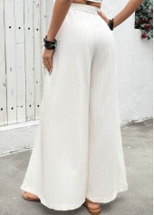 Raw White Flowy Wide Leg Elastic Waist Pants | thumb picture 