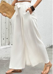 Raw White Flowy Wide Leg Elastic Waist Pants | thumb picture 