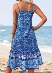 Blue Tummy Coverage Tribal Print Strappy Bandeau Dress | thumb picture 