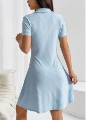 Light Blue Short Sleeve Turn Down Collar Nightdress | thumb picture 