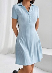 Light Blue Short Sleeve Turn Down Collar Nightdress | thumb picture 