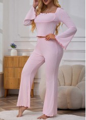 Light Pink Long Sleeve Lounge Top and Pants | thumb picture 