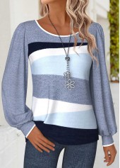 Blue Tummy Coverage Geometric Print Long Sleeve T Shirt | thumb picture 