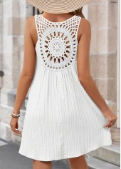 White Tummy Coverage Short Sleeveless V Neck Dress