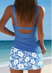 Wrap Mid Waisted Floral Print Dusty Blue Tankini Set | thumb picture 