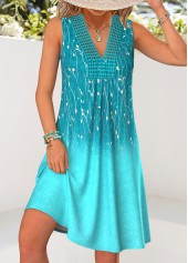 Turquoise Tummy Coverage Ombre Short A Line Sleeveless Dress | thumb picture 