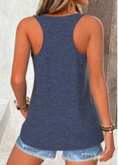 Navy Slogan Print Sleeveless Scoop Neck Tank Top | thumb picture 
