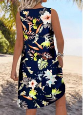 Multi Color Floral Print Sleeveless Round Neck Dress | thumb picture 