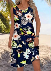 Multi Color Floral Print Sleeveless Round Neck Dress | thumb picture 