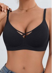 Black Color Push-up Detail Scoop Bra