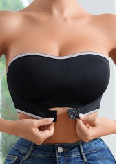 Black Seamless Patchwork Strapless Bandeau Bra
