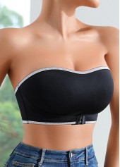 Black Seamless Patchwork Strapless Bandeau Bra | thumb picture 
