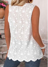 White Tummy Coverage Sleeveless Split Neck Tank Top | thumb picture 