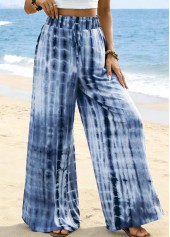 Blue Soft Tie Dye Print Wide Leg Pants