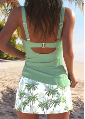 Wrap Mid Waisted Tropical Plants Print Tankini Set | thumb picture 