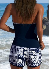 Mid Waisted Patchwork Navy Tankini Set | thumb picture 