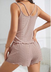 Gray Brown Sleeveless Scoop Neck Lounge Top and Shorts | thumb picture 